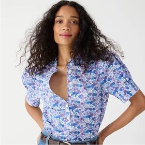 NWT! J. CREW x LIBERTY Women’s XS Puff Sleeve Button Front Floral Shirt